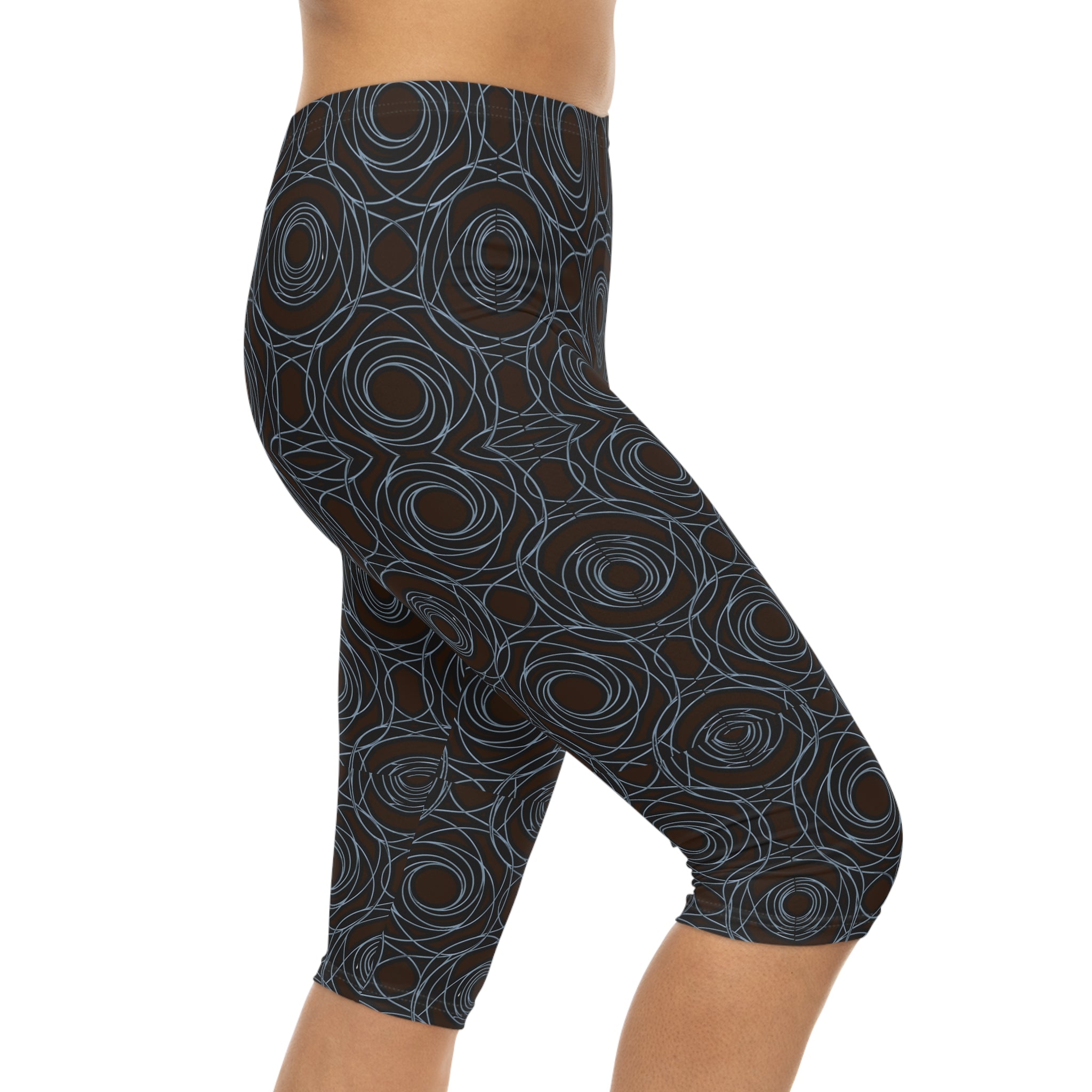 Stay Strong Spiral On Capri Leggings | Vortex Energy Leggings | High-Waisted Sacred Geometry Activewear | Flow State Fitness Wear | Frequency Apparel