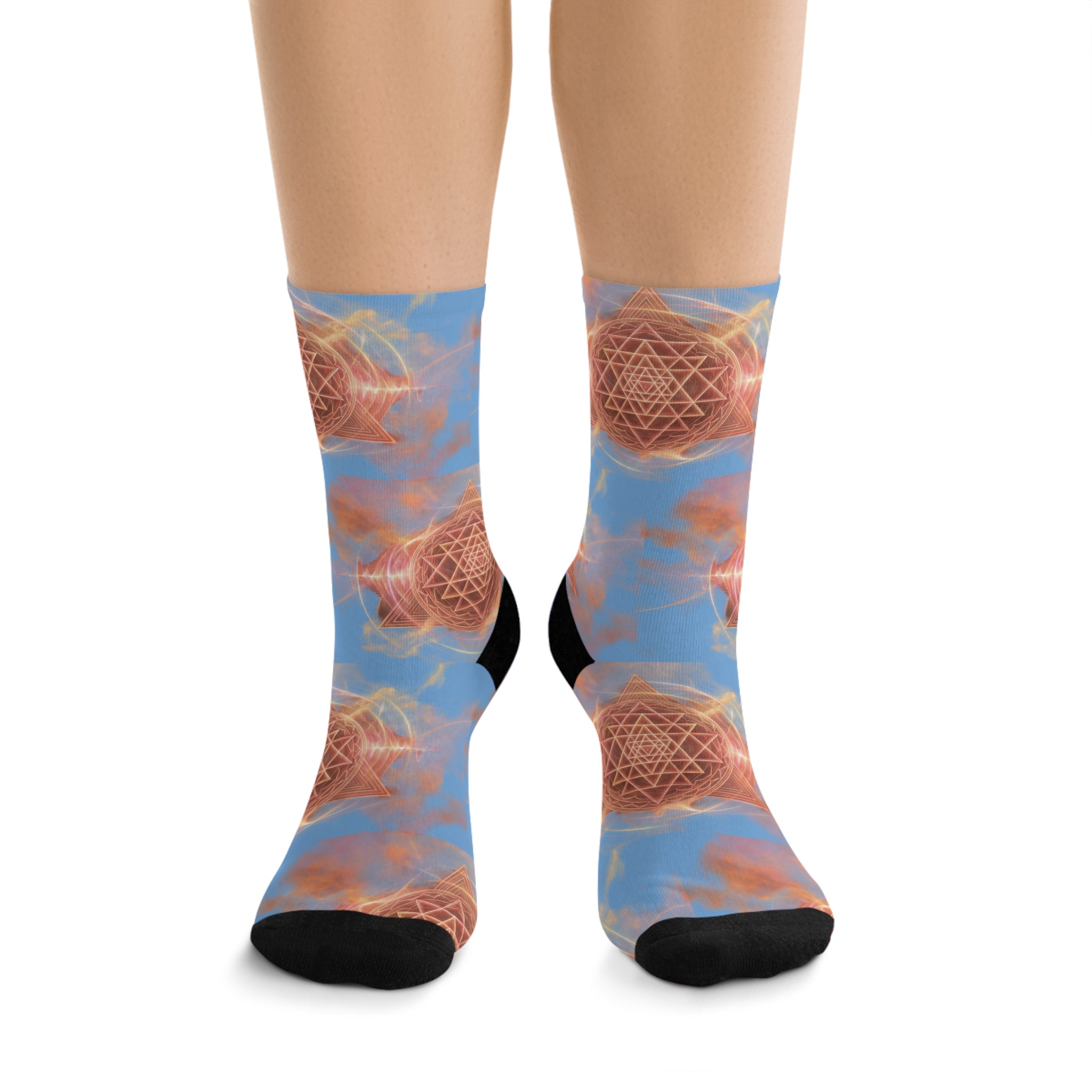 Merkaba Activation Socks | Sacred Geometry Energy Socks | High-Frequency Alignment Wear | Masculine Feminine Balance Design