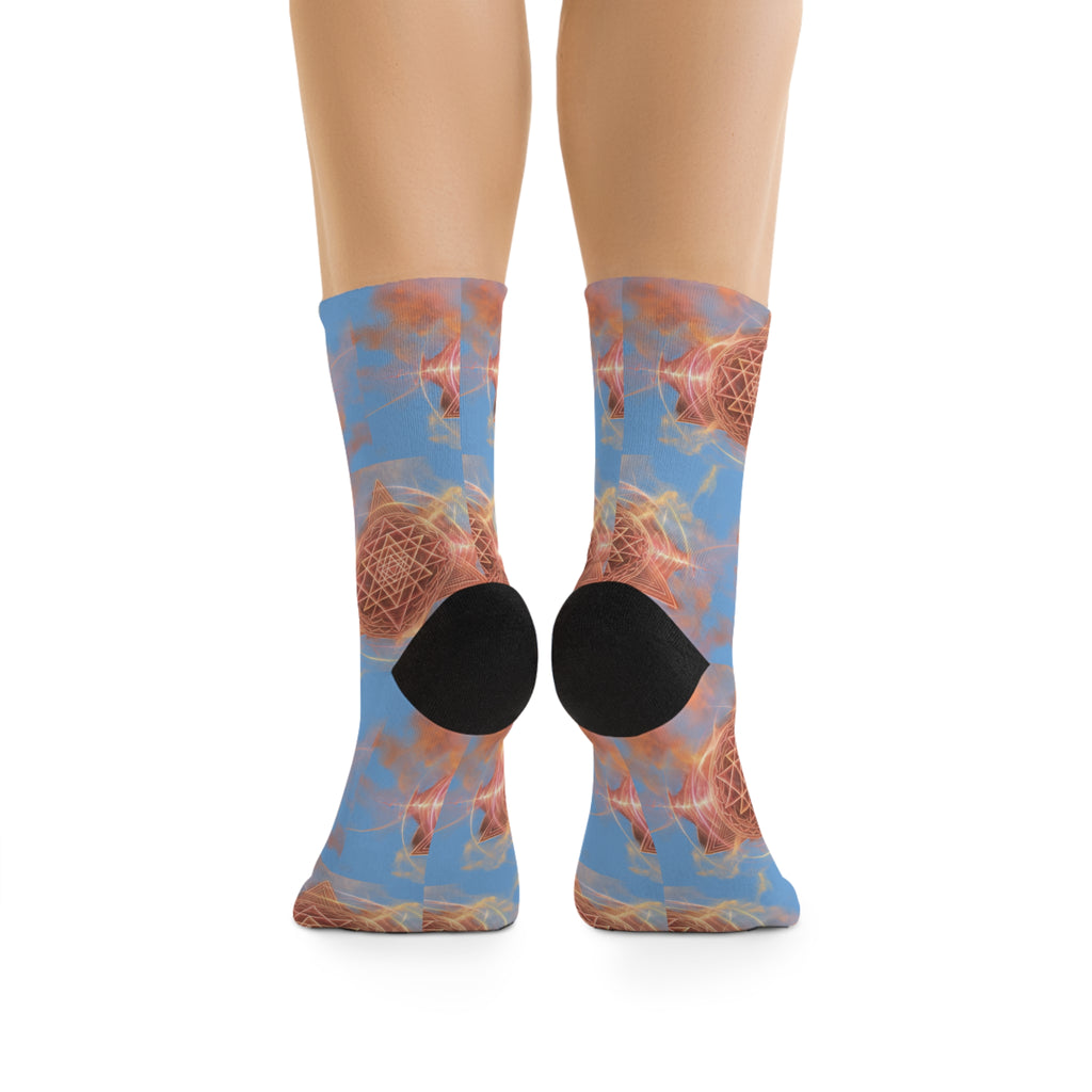 Merkaba Activation Socks | Sacred Geometry Energy Socks | High-Frequency Alignment Wear | Masculine Feminine Balance Design