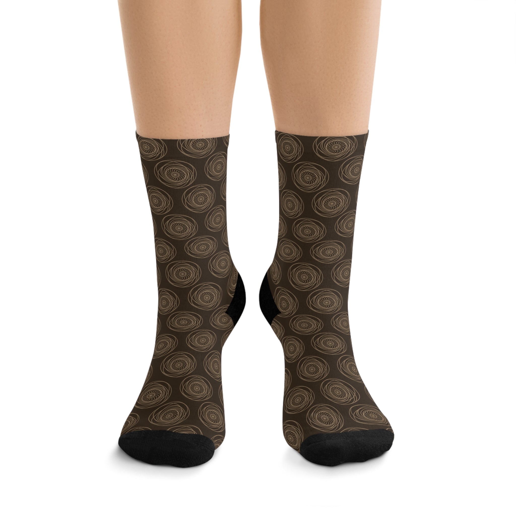 Stay Strong & Spiral On Socks | Sacred Geometry Crew Socks | Vortex Flow Energy Wear
