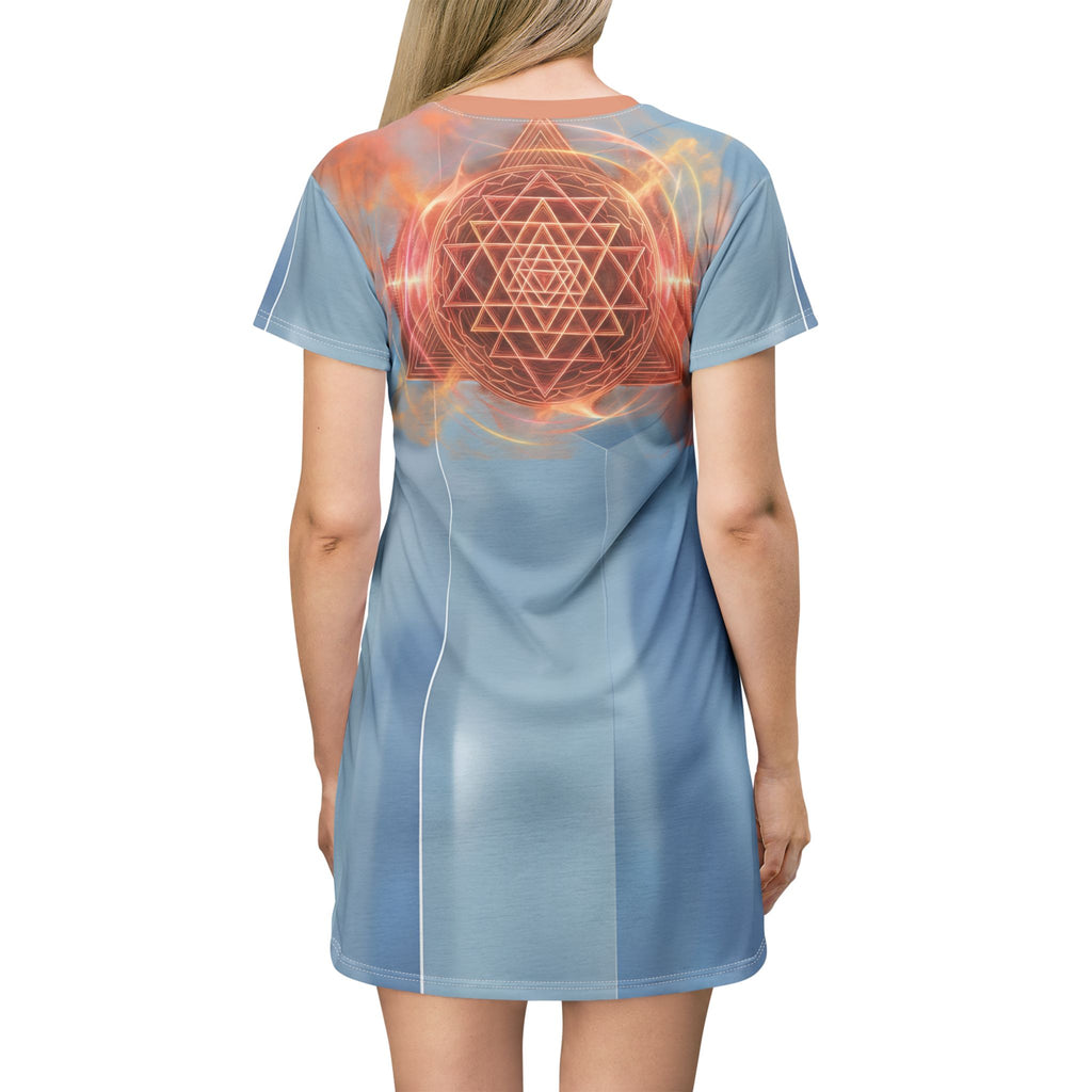 Shree Yantra Alignment Dress | Sacred Geometry T-Shirt Dress | Elevate Collection
