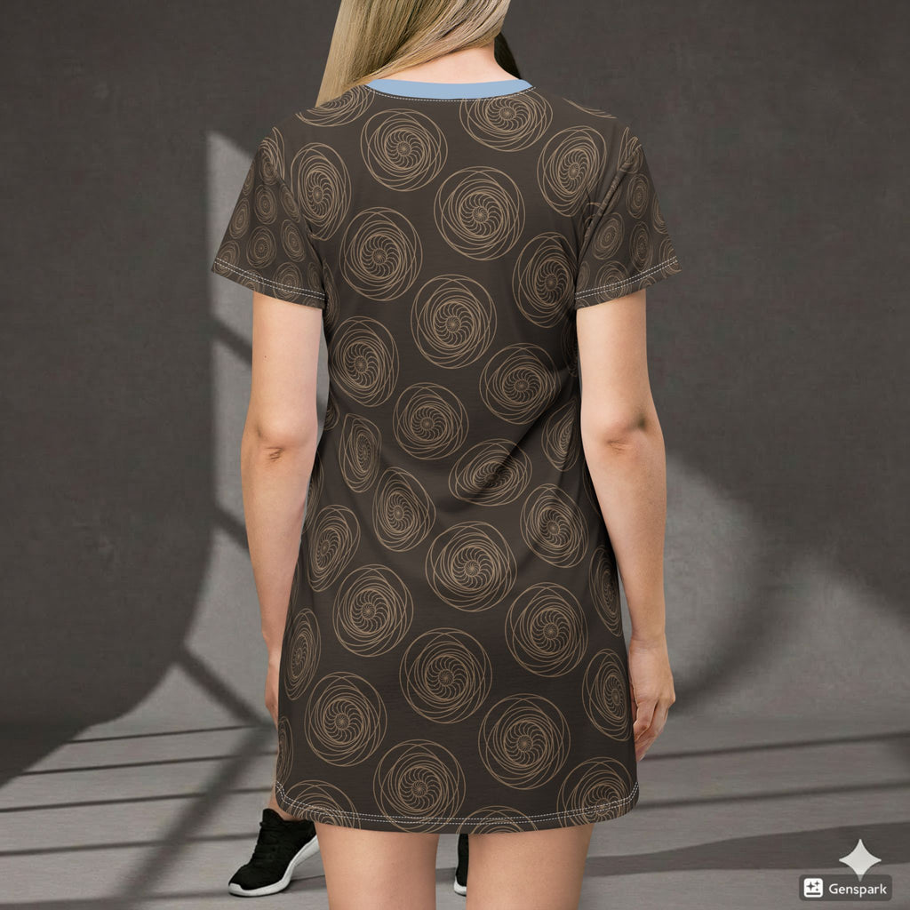 Stay Strong & Spiral On T-Shirt Dress | Sacred Geometry Apparel | Spiritual Flow Wear