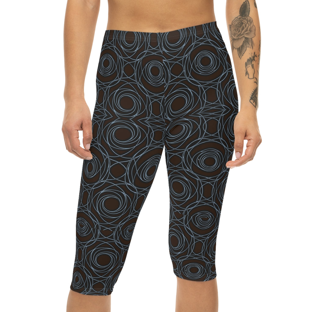 Stay Strong Spiral On Capri Leggings | Vortex Energy Leggings | High-Waisted Sacred Geometry Activewear | Flow State Fitness Wear | Frequency Apparel