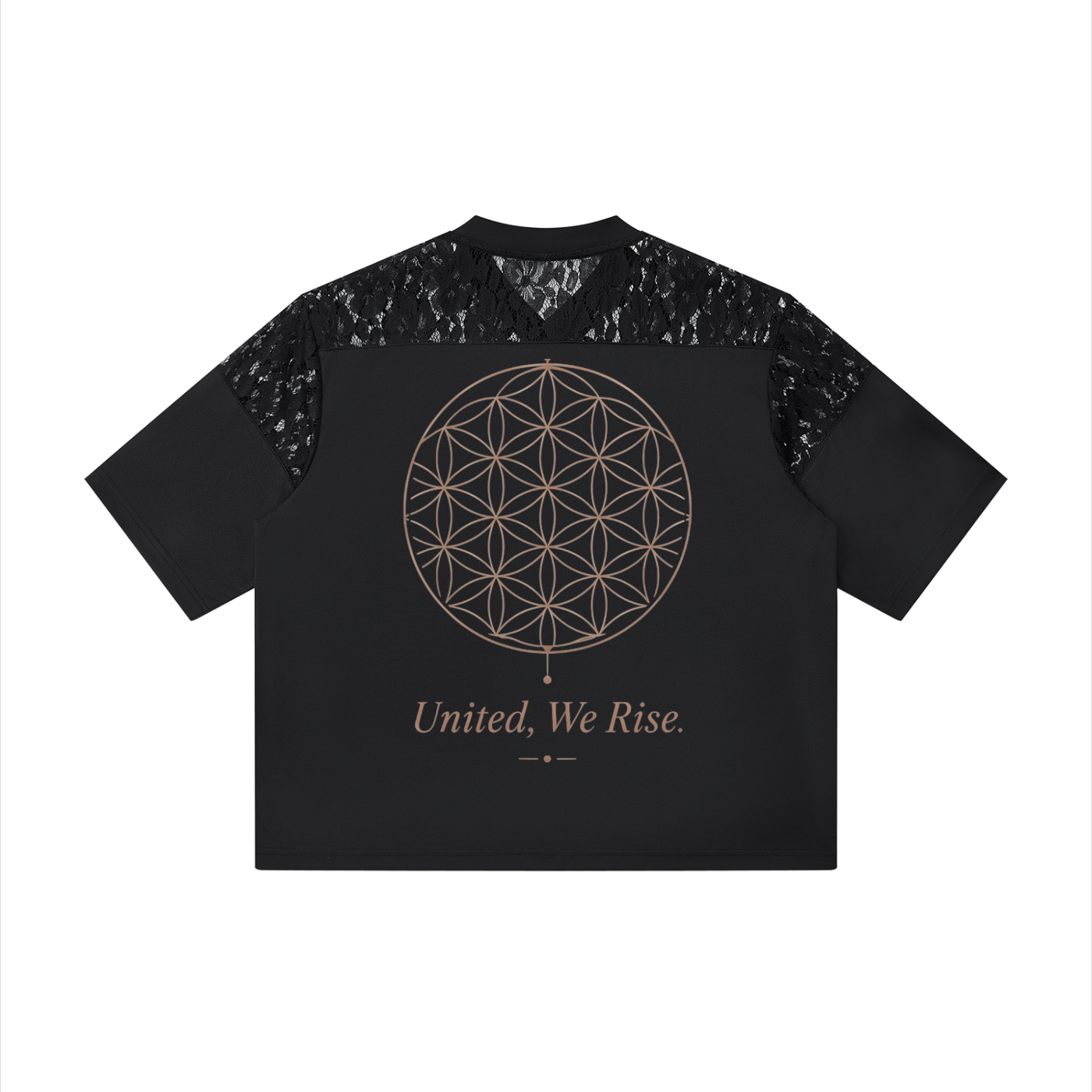 Unisex Lace Paneling V-Neck T-Shirt